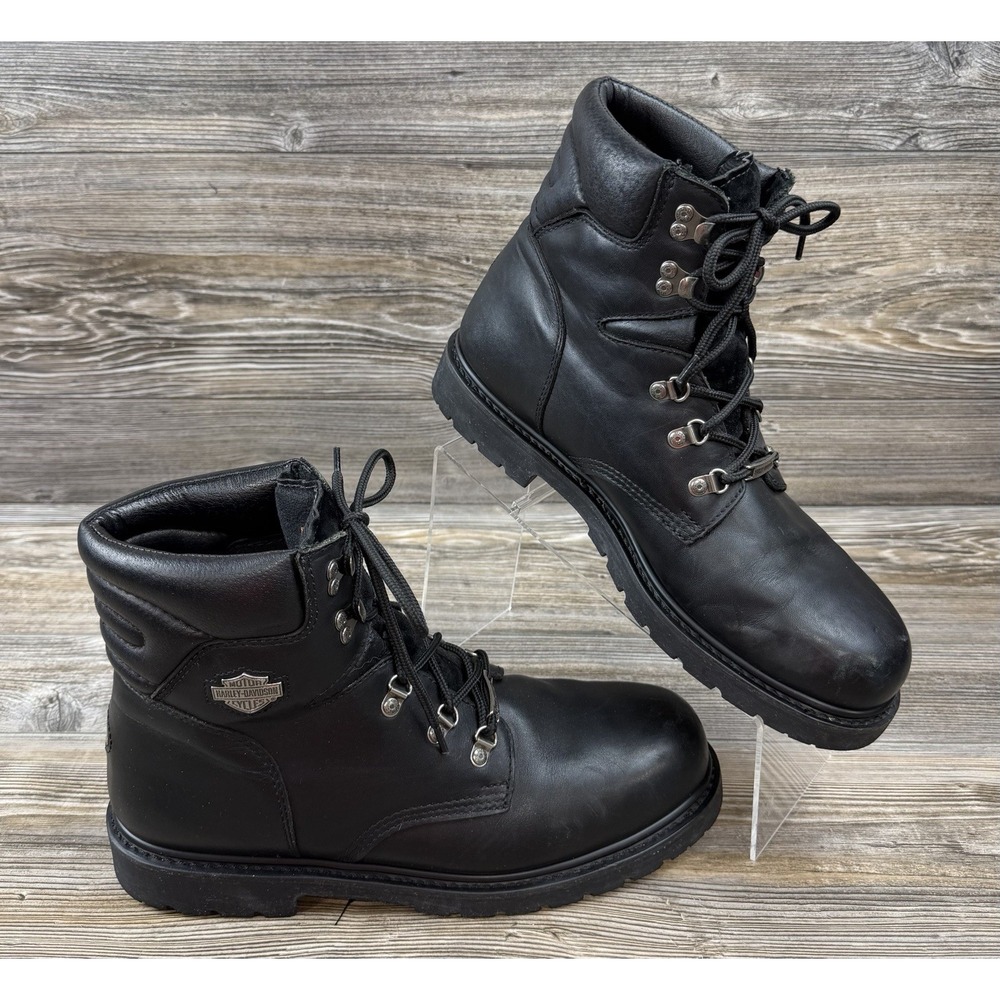 Harley Davidson Motorcycle Vintage Black Leather Steel Toe Boots Mens 13